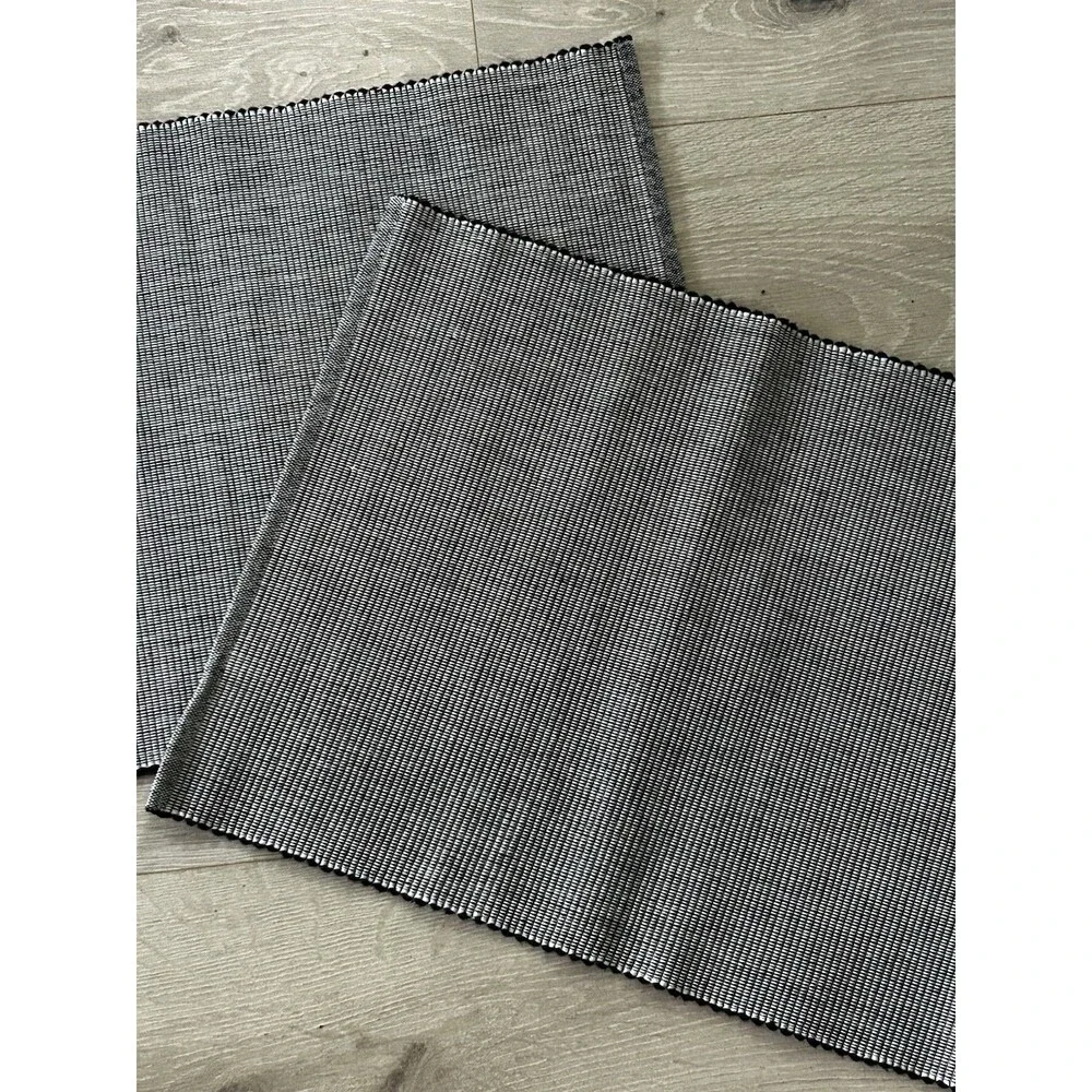 West Elm Woven Textured PlaceMats Set of 2 Black White 100% Cotton 14